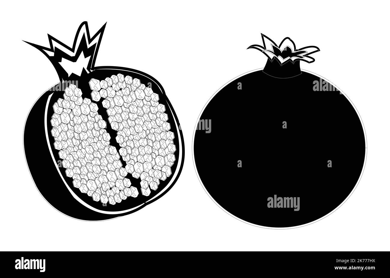 Black and white Pomegranate vector art design.Best graphic resources illustration. vector graphic design for icons and symbols and logo designing Stock Vector