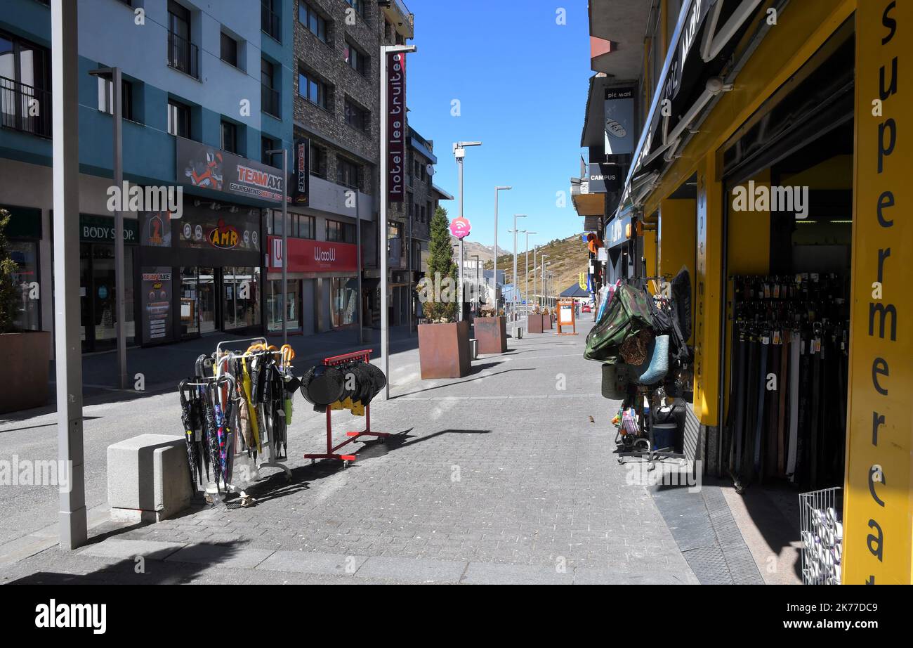 Le Pas de la Case, Andorra, may 13th 2019 following a landslide on the road, the town of Pas