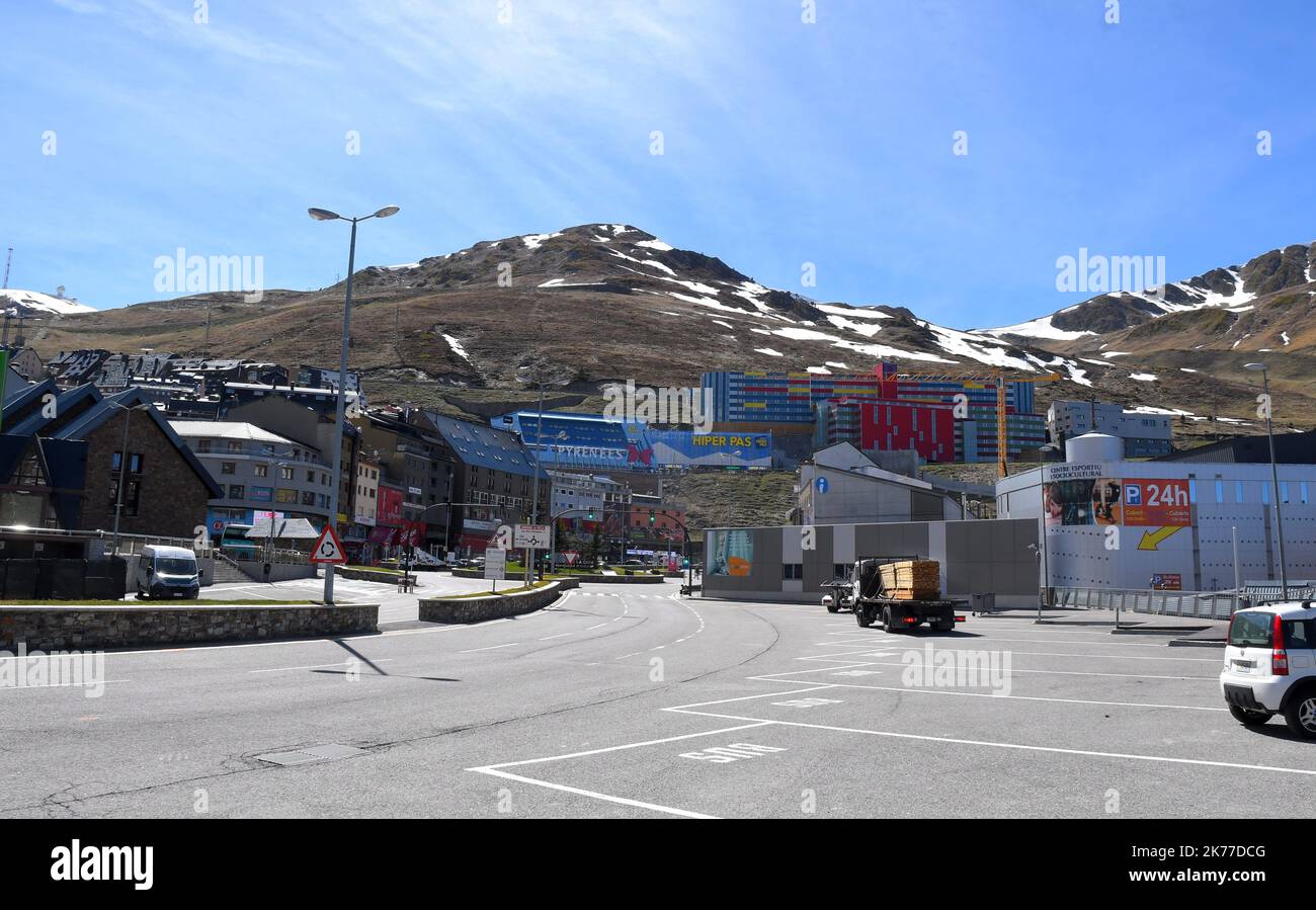 Le Pas de la Case, Andorra, may 13th 2019 following a landslide on the road, the town of Pas