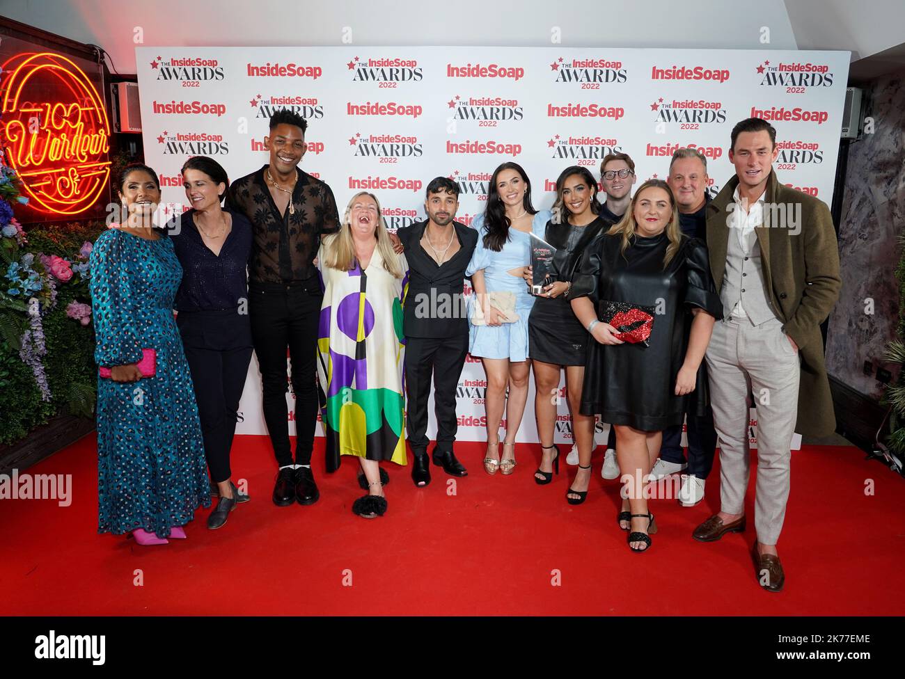Members of the cast of Eastenders with the Best Soap award at the Inside Soap Awards at 100