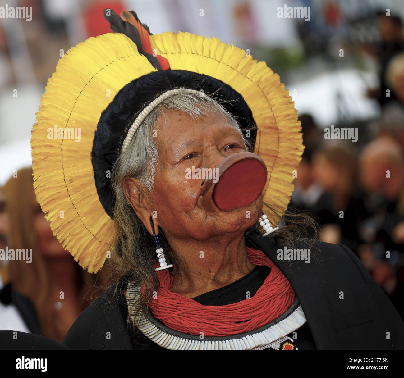 ©PHOTOPQR/NICE MATIN ; Chief Raoni Metuktire (L) arrives for the ...