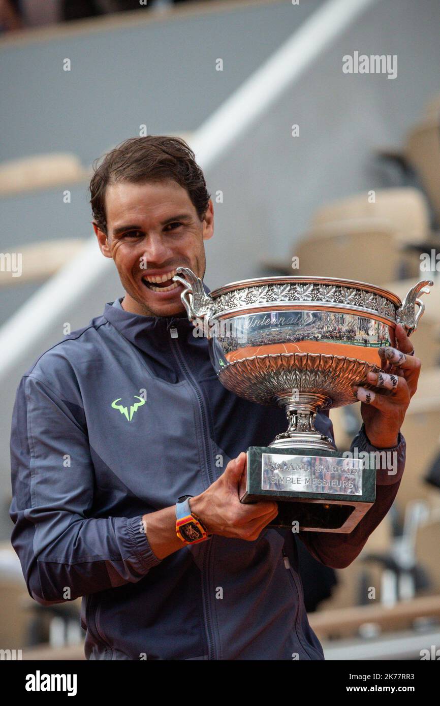 Paris, France. 9th June, 2019. Dominic Thiem of Austria reacts during the  men's singles final with Rafael Nadal of Spain at French Open tennis  tournament 2019 at Roland Garros, in Paris, France