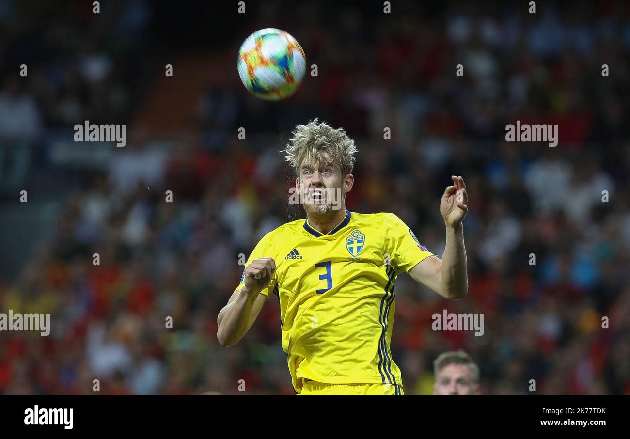 Filip Helander of Sweden during the UEFA Euro 2020 Qualifying Group F football match between Spain and Sweden on June 10, 2019 at Santiago Bernabeu stadium in Madrid, Spain - Photo Laurent Lairys / MAXPPP Stock Photo