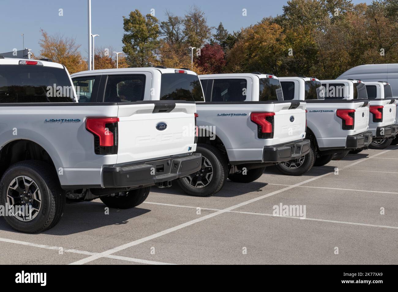 Plainfield Circa October 2022 Ford F150 Lightning fleet display