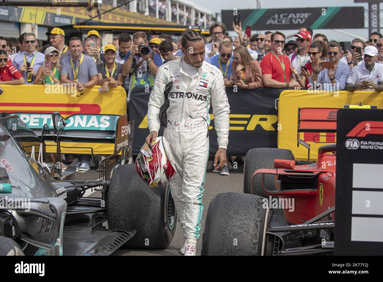 Race winner Lewis Hamilton (GBR) Mercedes AMG F1 celebrates on the ...