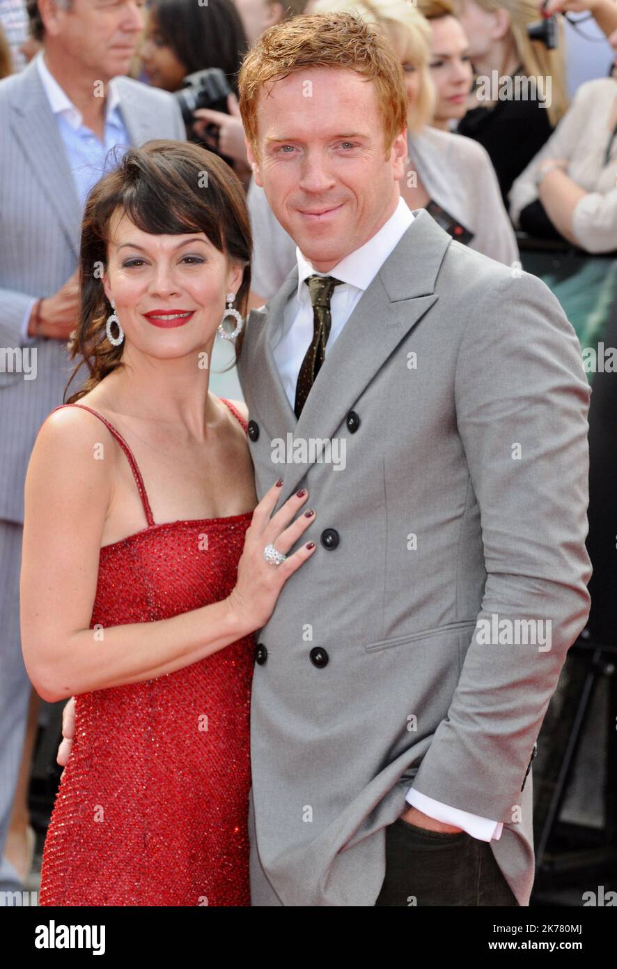 Helen McCrory, Damien Lewis. Harry Potter and the Deathly Hallows Part 2, World Premiere, Trafalgar Square, London. UK Stock Photo