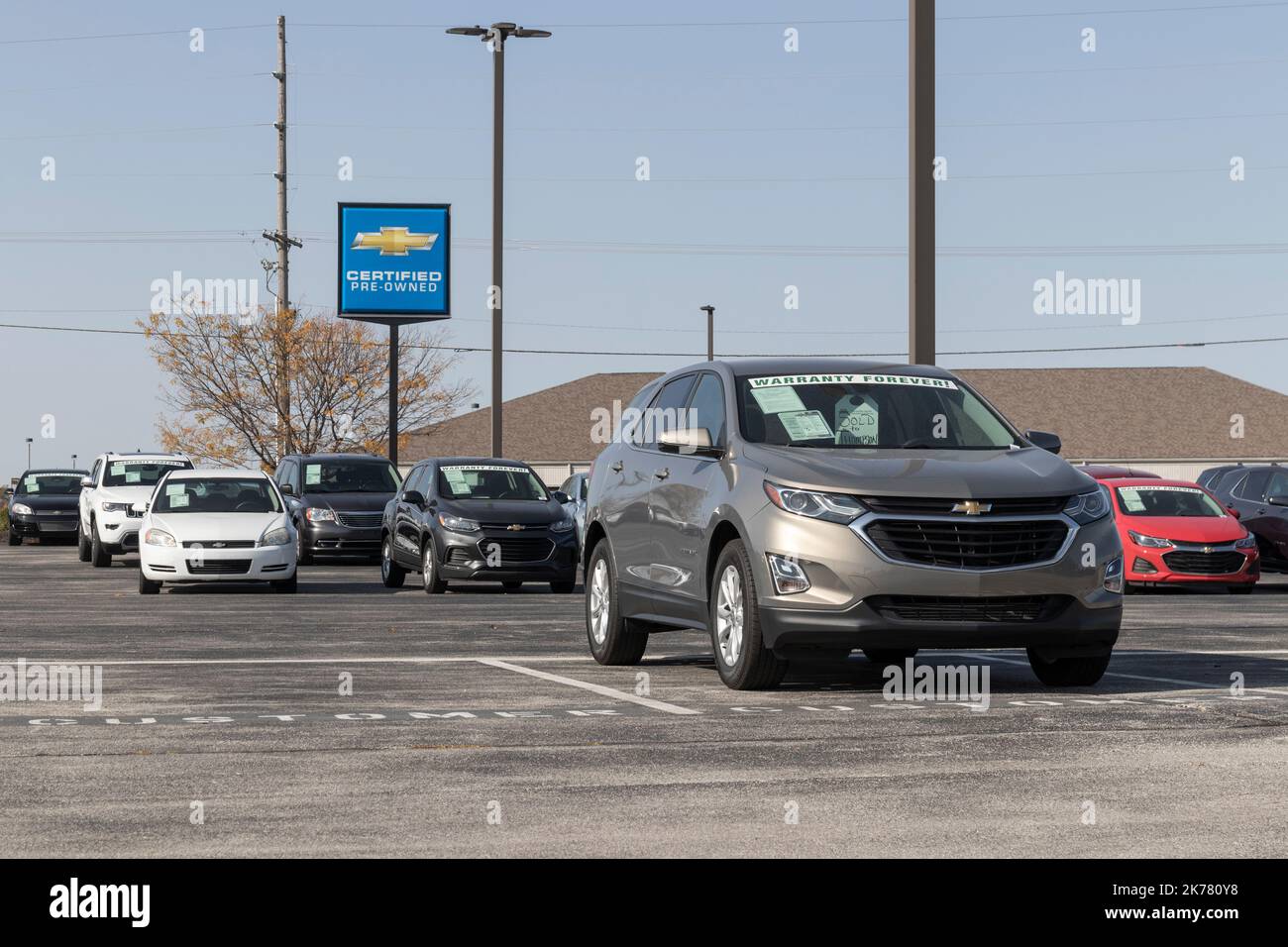 Avon Circa October 2022 Used car display at a Chevrolet dealership