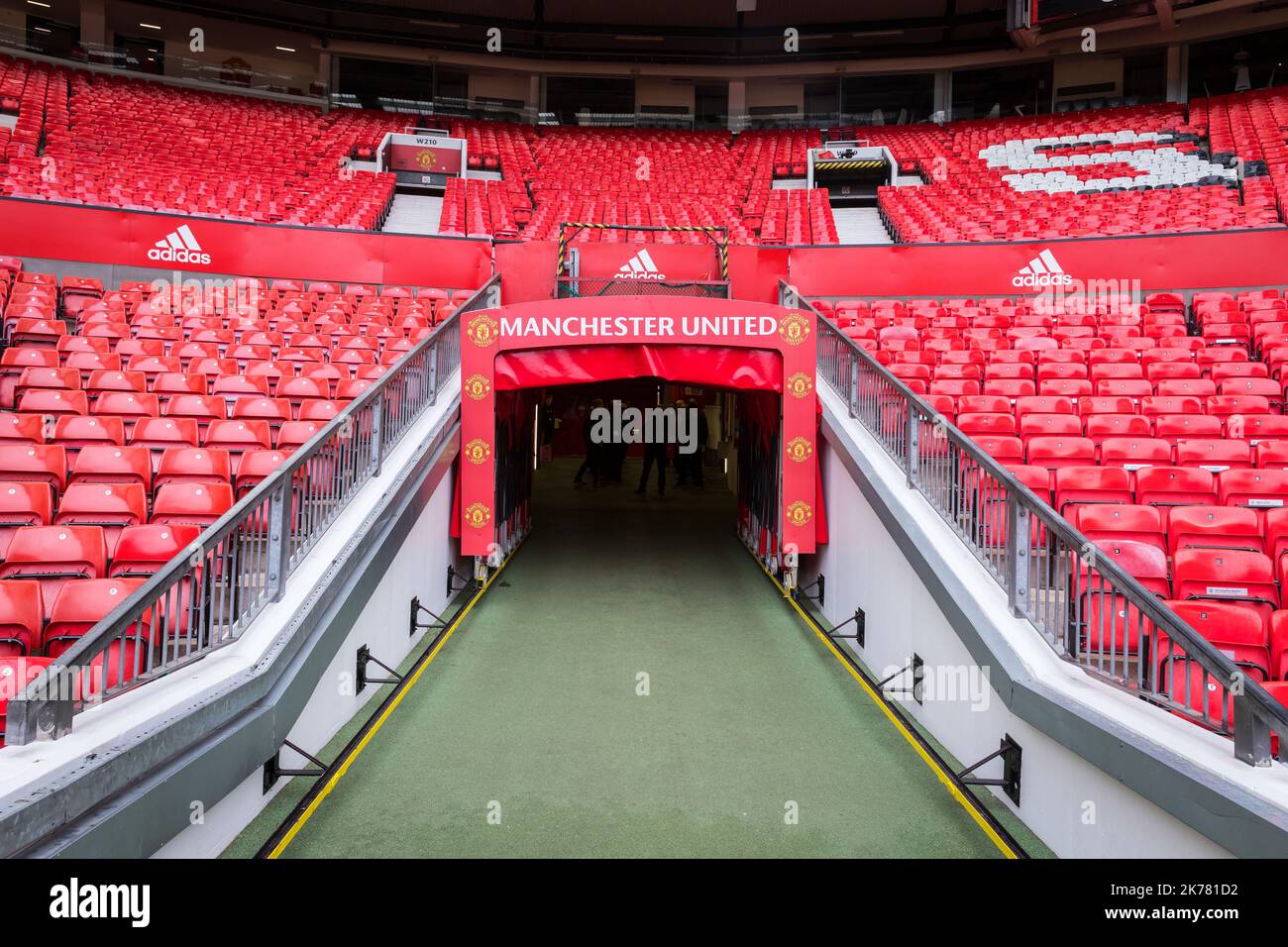 Access tunnel used by Manchester United players at Old Trafford stadium Stock Photo