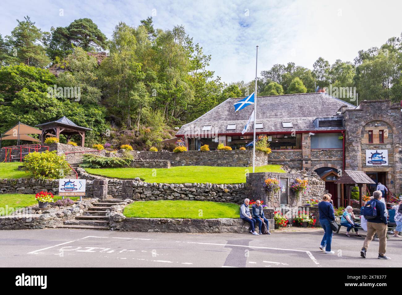 Katrin Café, near Trossachs Pier, at Loch Katrine, Scotland Stock Photo