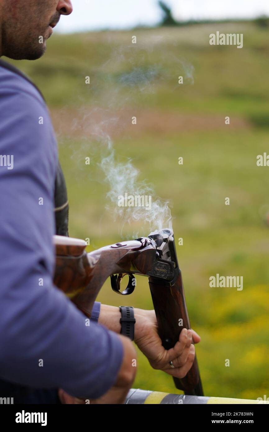 Clay Target Shooting Sporting Welsh smoking shotgun barrels Stock