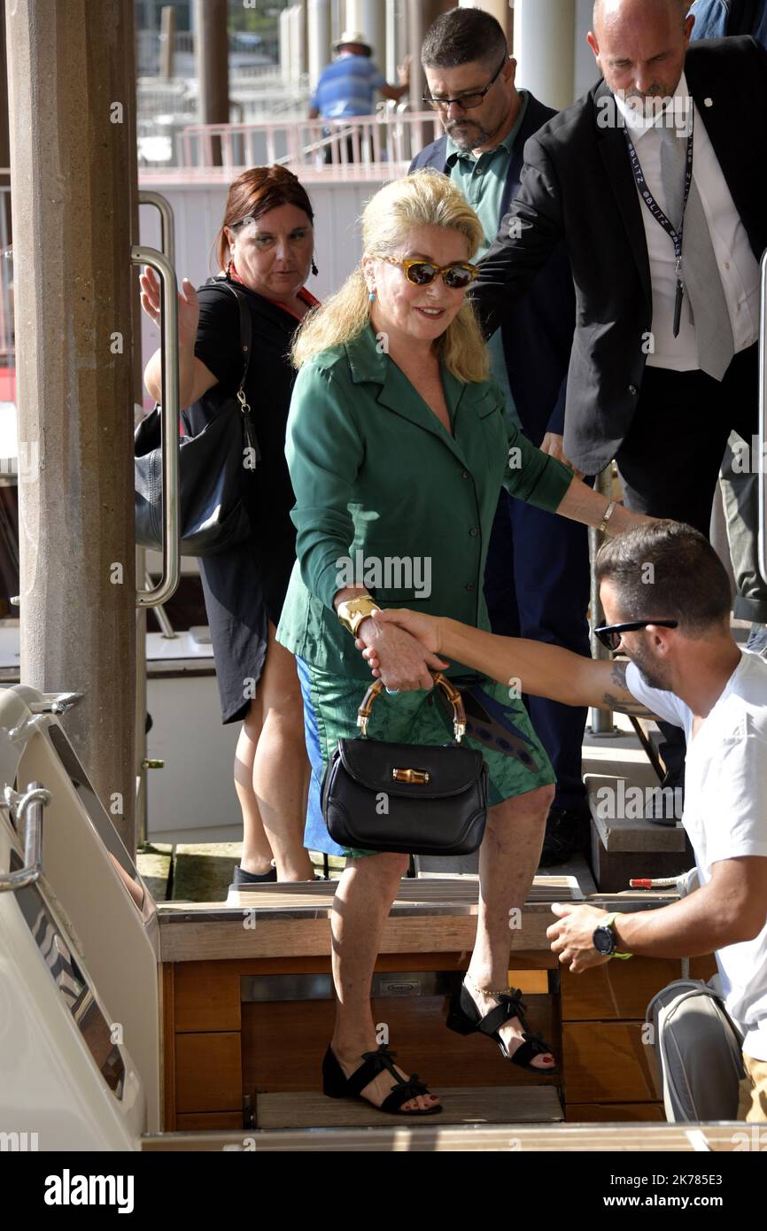 Catherine Deneuve arrives in Venice airport for the 76th Venice Film Festival 2019 Stock Photo