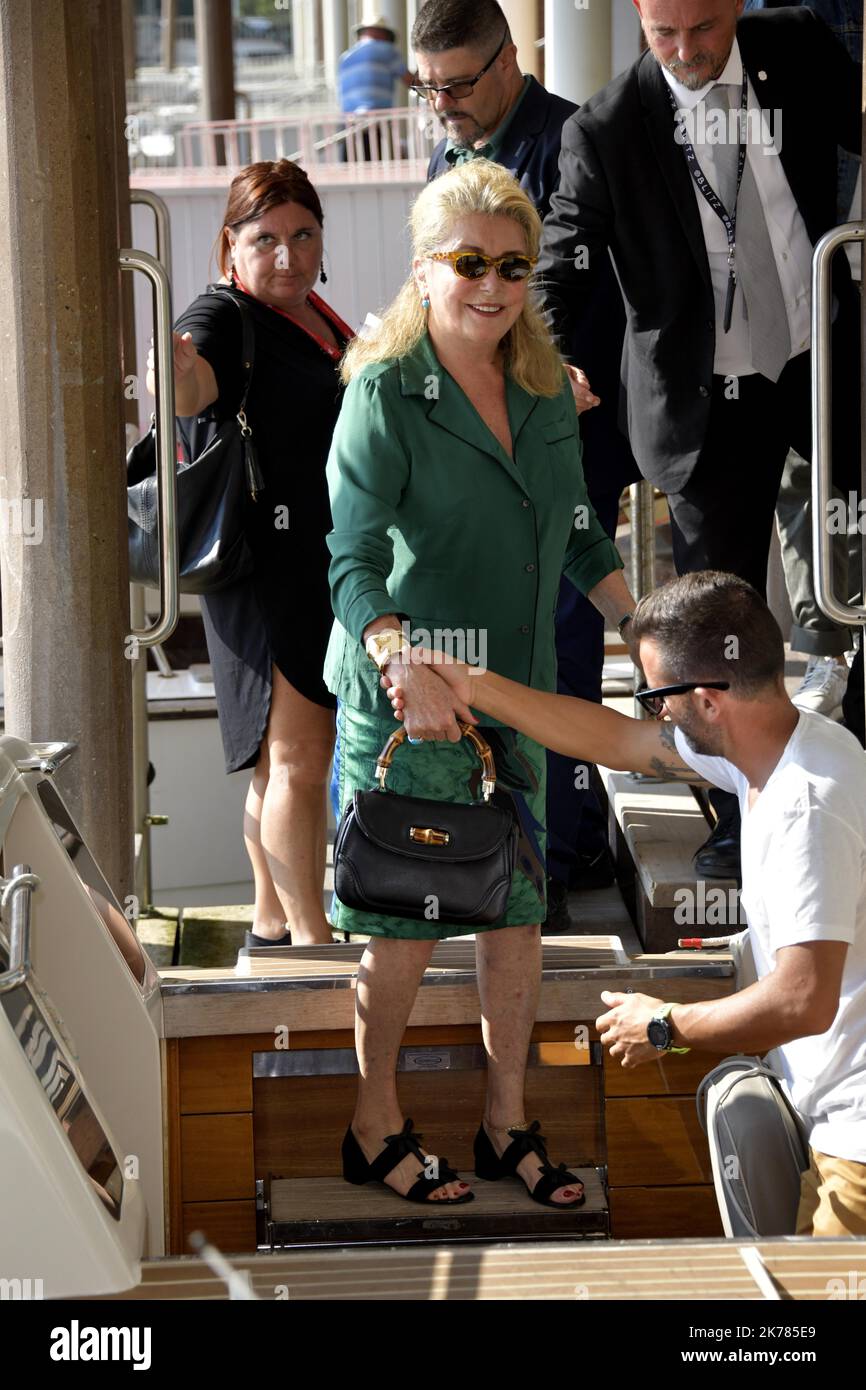 Catherine Deneuve arrives in Venice airport for the 76th Venice Film Festival 2019 Stock Photo