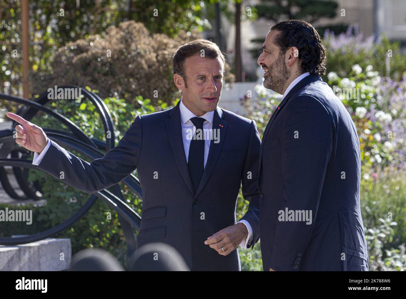 french-president-emmanuel-macron-welcomes-lebanese-prime-minister-saad