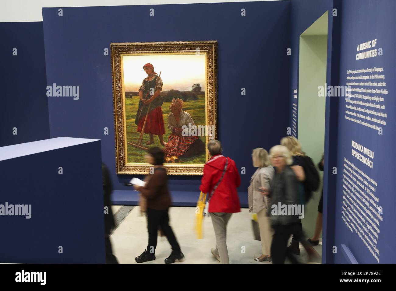 Lens, France, sept 24th 2019 - Louvre Lens Museum POLOGNE, 1840 - 1918 PAINTING THE SOUL OF A NATION The year 2019 marks the centenary of the signing, on 3 September 1919, of the agreement between France and Poland “concerning emigration and immigration”. It led to the arrival of large numbers of Polish workers in France, notably in the mining region in the north of the country.  Stock Photo