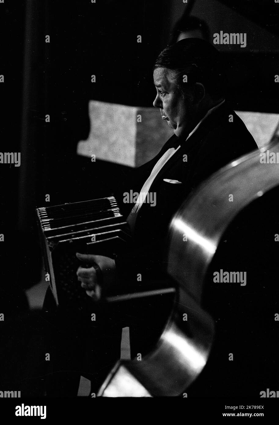 Aníbal Troilo, Argentine bandeononist, during a performance in Buenos Aires (circa 1965) Stock Photo
