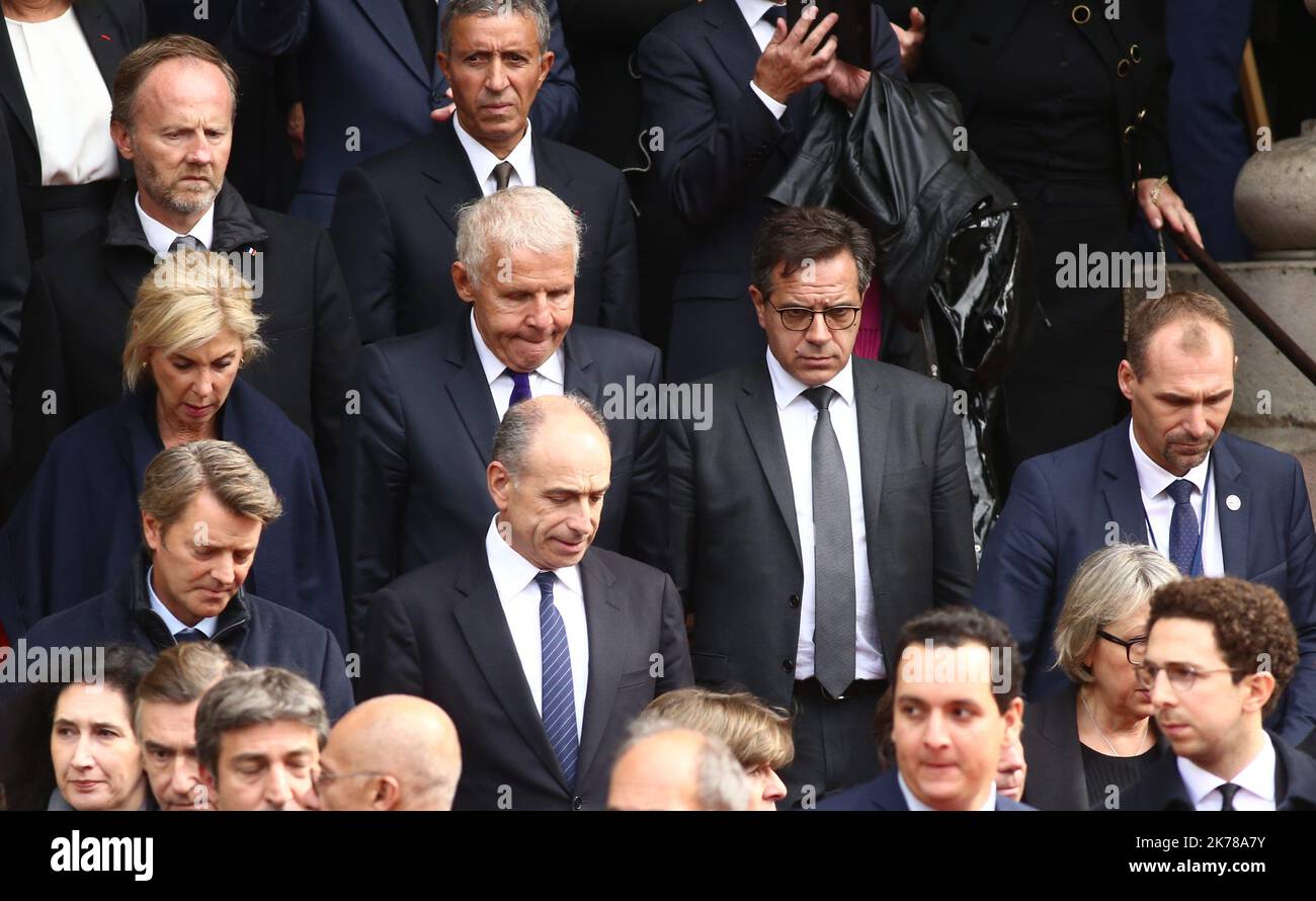 Former French president Jacques Chirac Funeral at the Eglise Saint-Sulpice (St Sulpitius' Church) in Paris, France on September 30, 2019,   Pictured: Patrick Poivre d'Arvor and other guests. Â© Pierre Teyssot / Maxppp Stock Photo