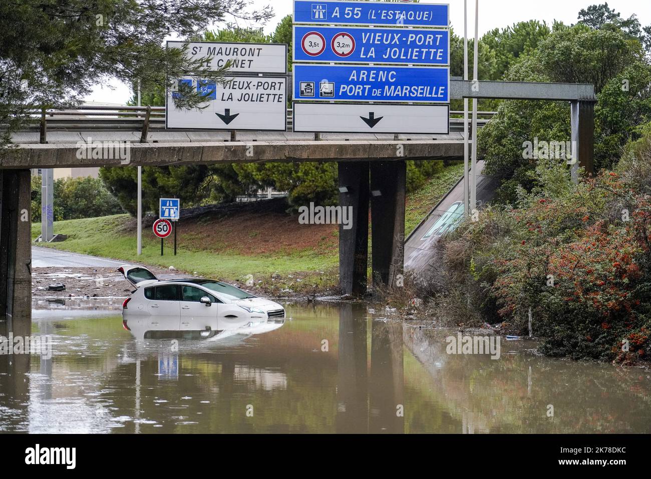 Â©PHOTOPQR/LA PROVENCE/TOMASELLI Antoine ; Marseille ; 23/10/2019 ; Inondations Ã  Marseille : pluies intenses dans les Bouches-du-RhÃ´ne    Oct 23rd 2019 - floods in southern France Stock Photo