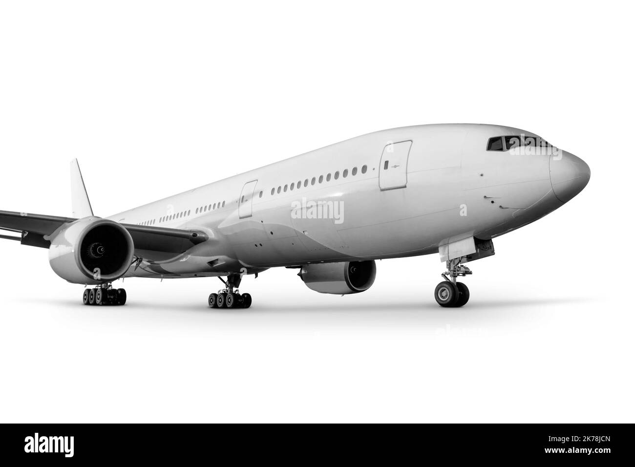 Wide body passenger airliner isolated on white background Stock Photo