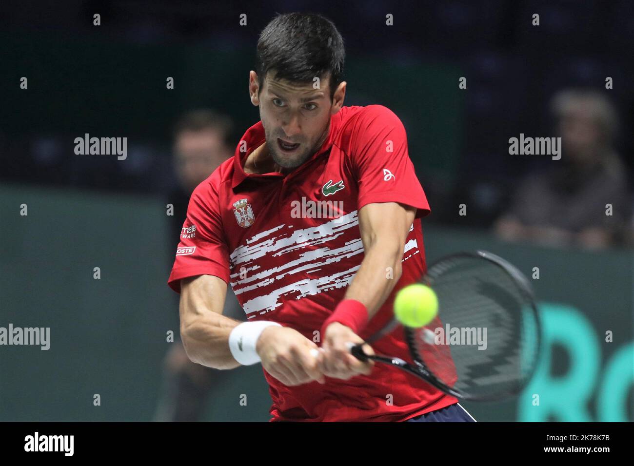 Novak Djokovic in Serbia during the Davis Cup 2019, Tennis Madrid Finals  2019 on November 18 to 24, 2019 at Caja Magica in Madrid, Spain.©Laurent  Lairys/MAXPPP - 1/4 Finale Serbie - Russie