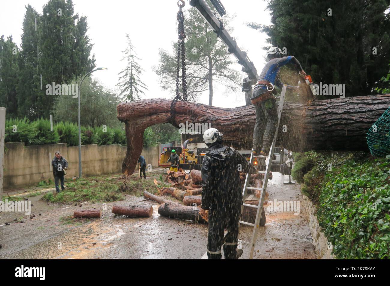Aftermath of violent rainfalls and floods in Biot south eastern France ...