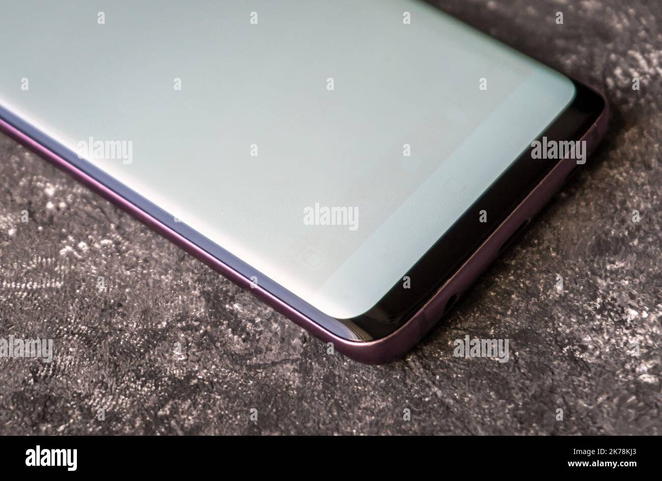 Burnin OLED screen on Samsung phone. Visible marks, burnt screen on a