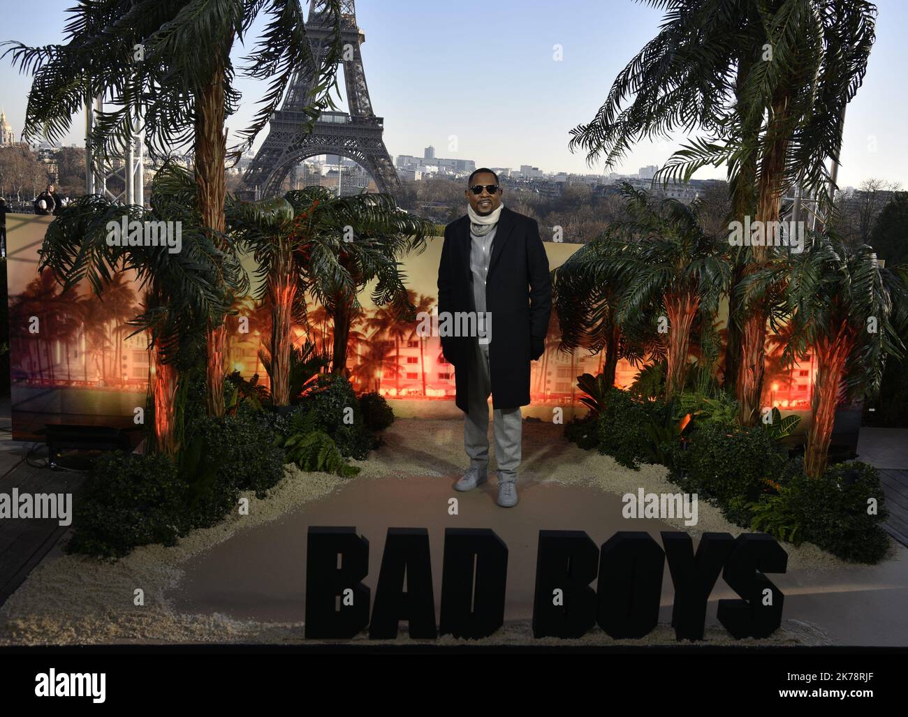 Martin Lawrence during a photocall to present the movie 'BAD BOYS FOR LIFE' by Adil El Arbi and Bilall Fallah held at the Cafe de l'Homme, Place du Trocadero in Paris, France Stock Photo