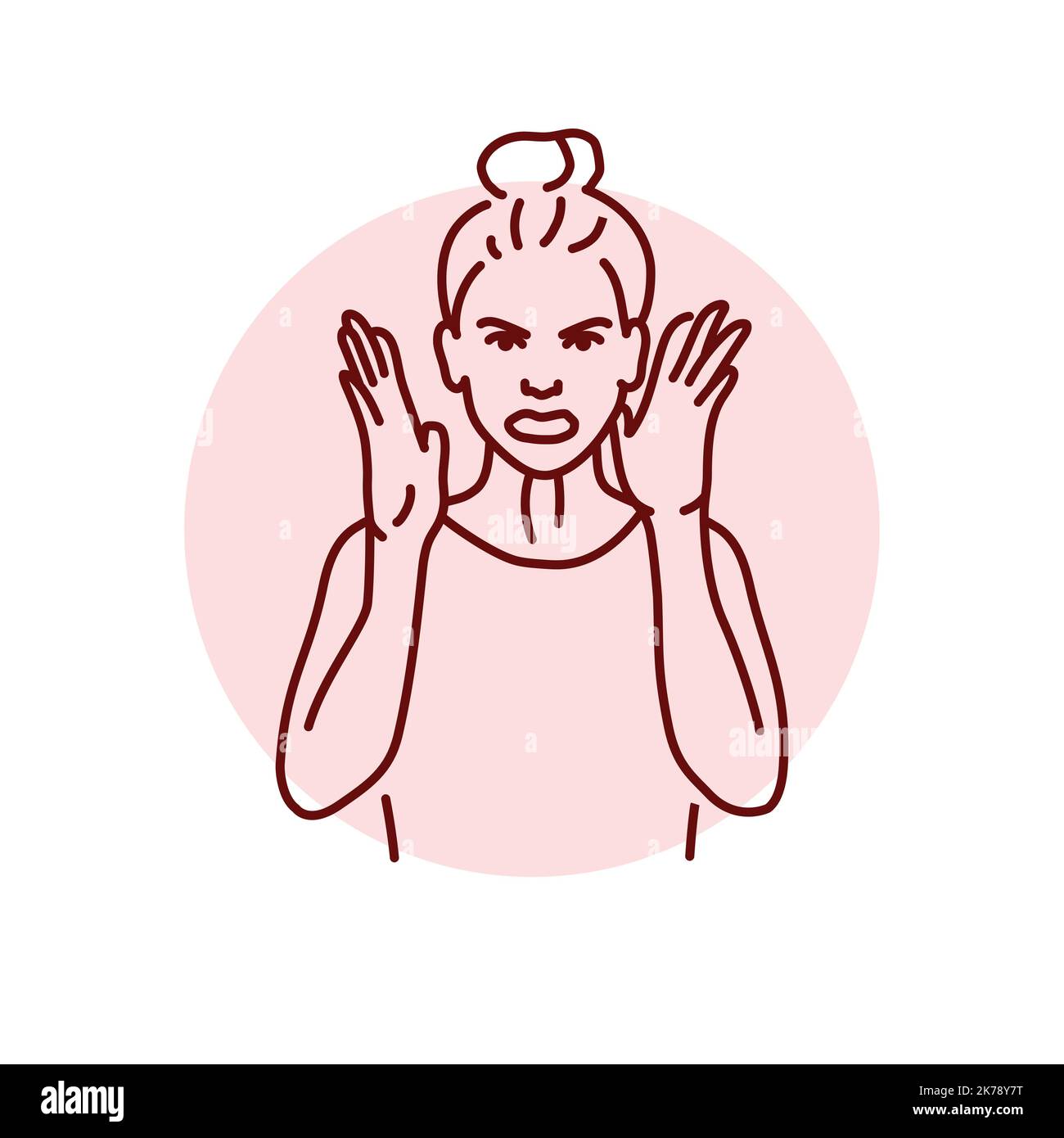 Evil girl in anger color line illustration Stock Vector Image & Art - Alamy