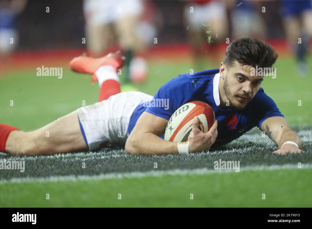 Romain Ntamak of France during the Guinness Six Nations 2020, rugby union match between Wales and France on February 22, 2020 at Principality Stadium in Cardiff, Wales - Photo Laurent Lairys / MAXPPP Stock Photo
