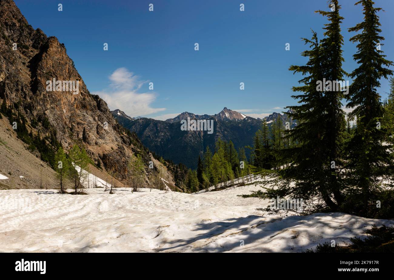 Photograph taken from Easy Pass. Snow still on the ground in midJuly