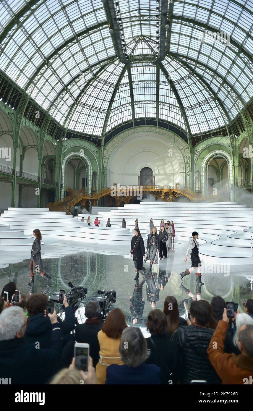 Models on the catwalk during the Chanel as part of the Paris Fashion ...