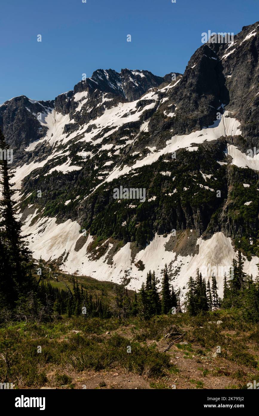 Photograph taken from Easy Pass. Snow still on the ground in midJuly