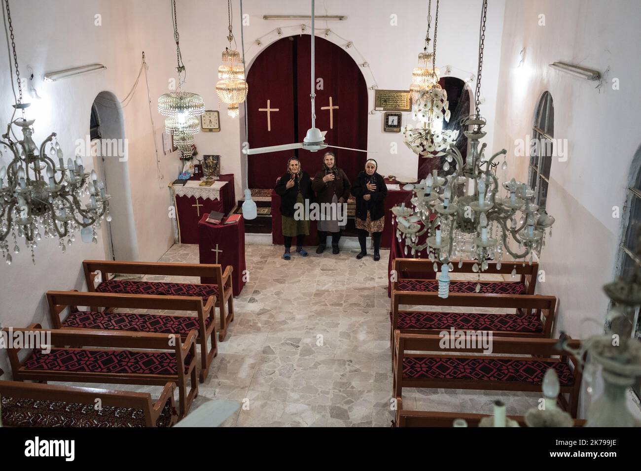 Â©Chris Huby / Le Pictorium/MAXPPP - Chris Huby / Le Pictorium - 24/02/2019  -  Syrie / Syrie du nord / Hassake  -  Vallee du Khabour - un petit village chretien avec quelques familles. Avant 2015 et le passage de Daech, il y avait 300 familles, la plupart sont partis.  / 24/02/2019  -  Syria / northern syria / Hassake  -  Khabour Valley - a small Christian village with a few families. Before 2015 and the passage of Daesh, there were 300 families, most of them left. Stock Photo
