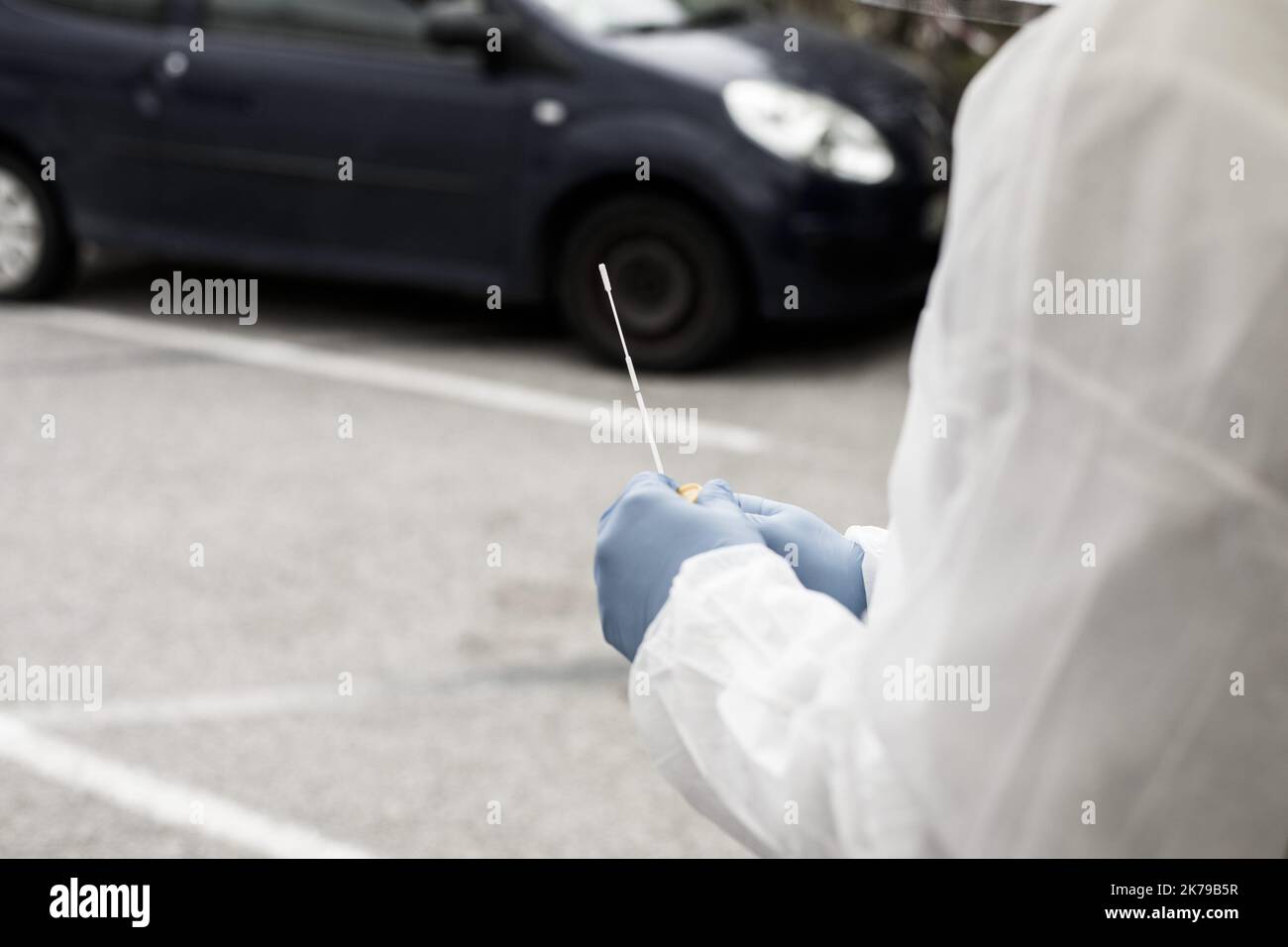 Covid-19 Drive through testing in Perpignan, France Stock Photo - Alamy