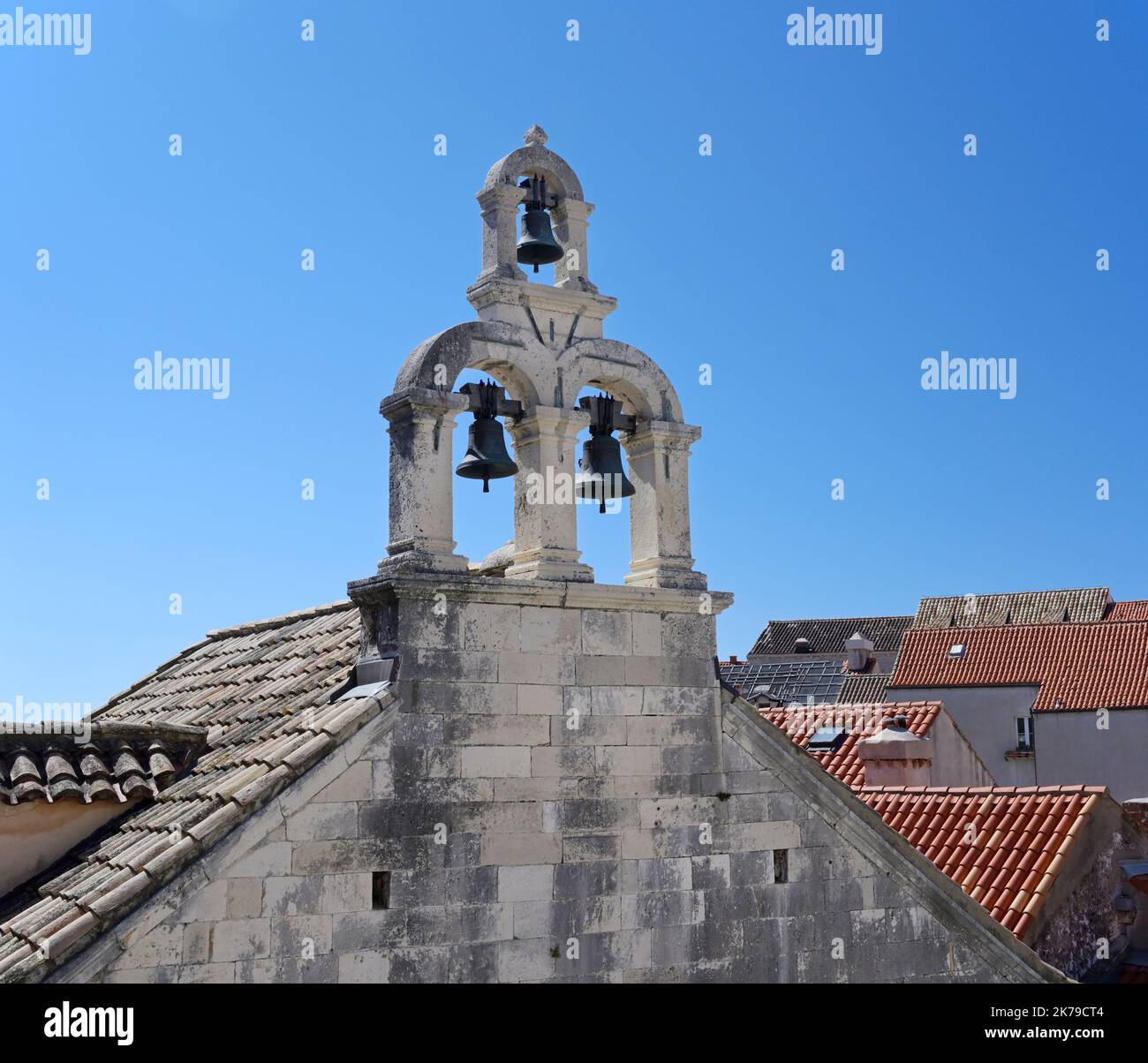 Church bells, Dubrovnik, Church of Our Lady of Mt Carmel Stock Photo