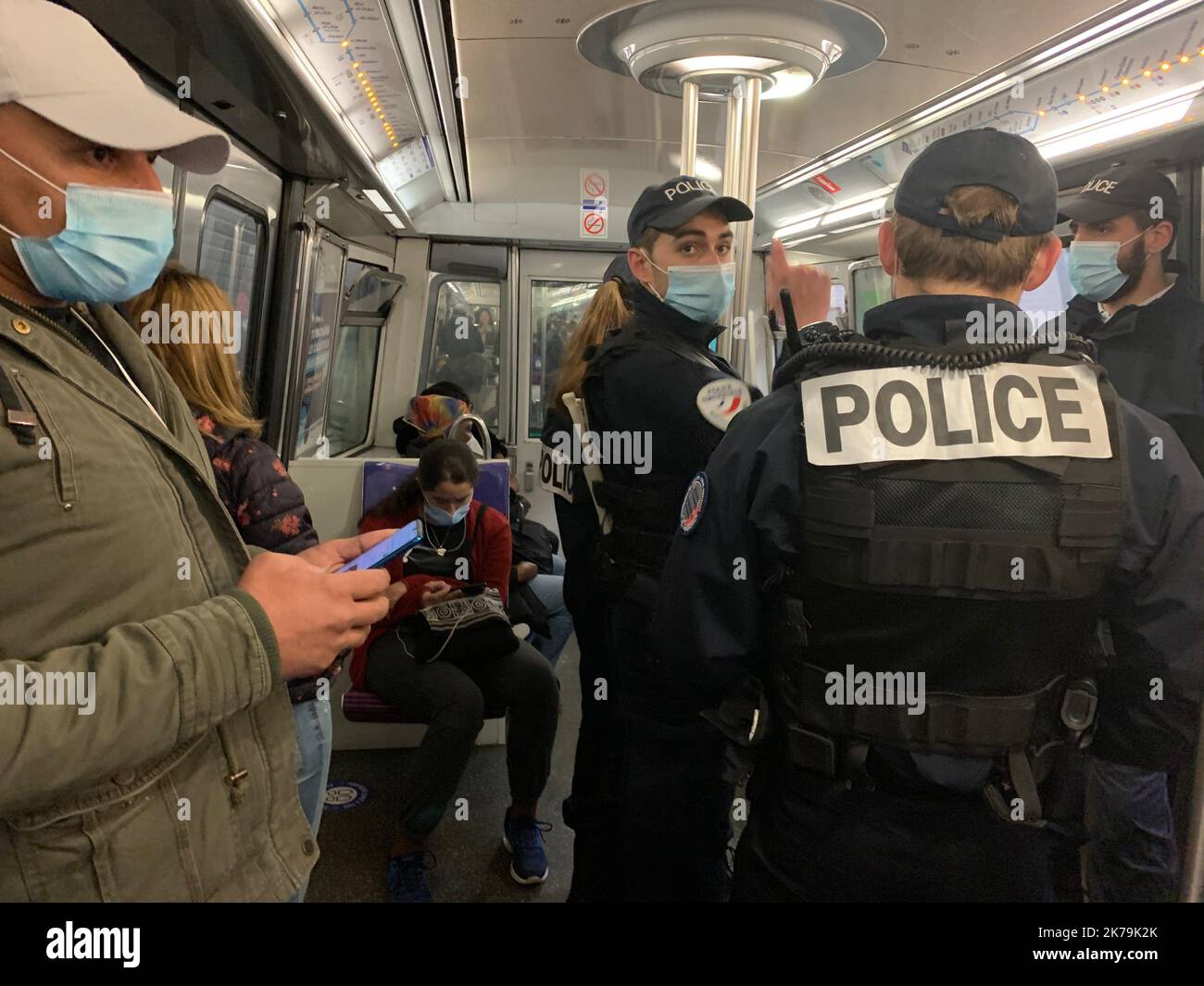 First Day Of Unlockdown In France. line 13 of the metro in Paris Stock Photo