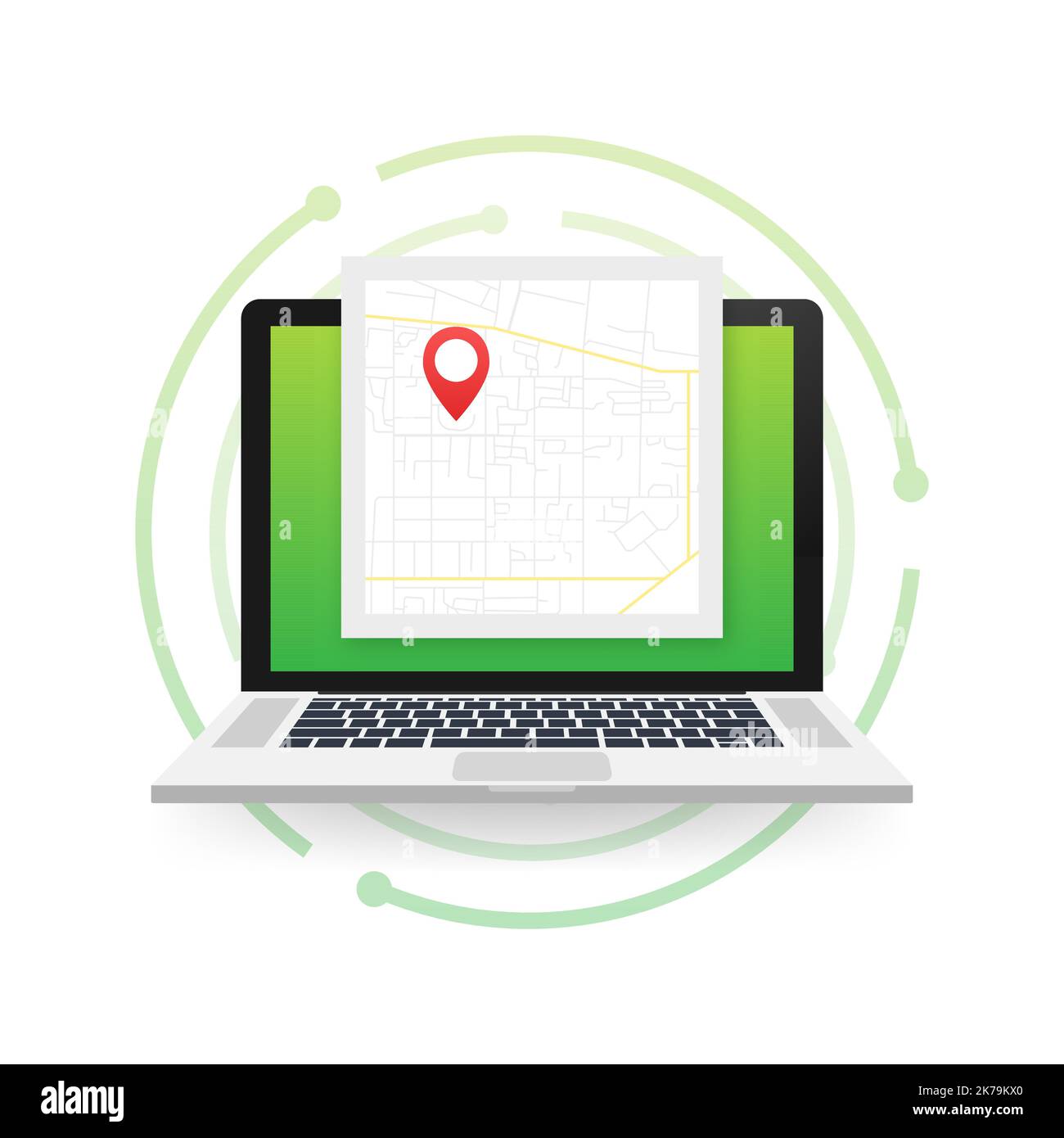 GPS navigator pointer on city map, from place to place. Vector