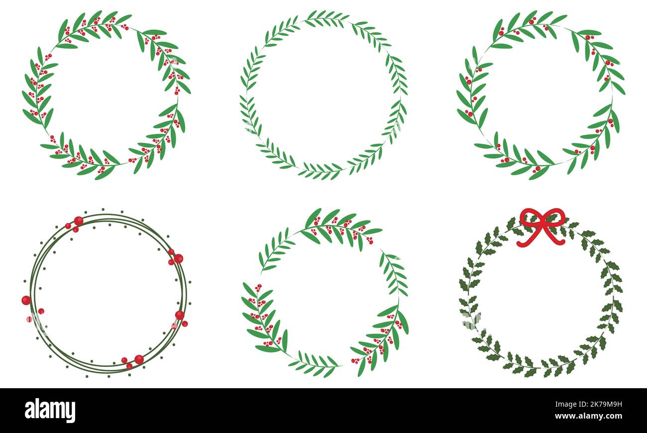 Christmas ornament wreath set. Vector illustration Stock Vector