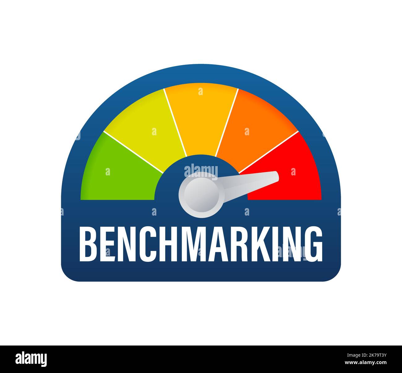 Benchmarking Speedometer, general indicator, business concept. Vector