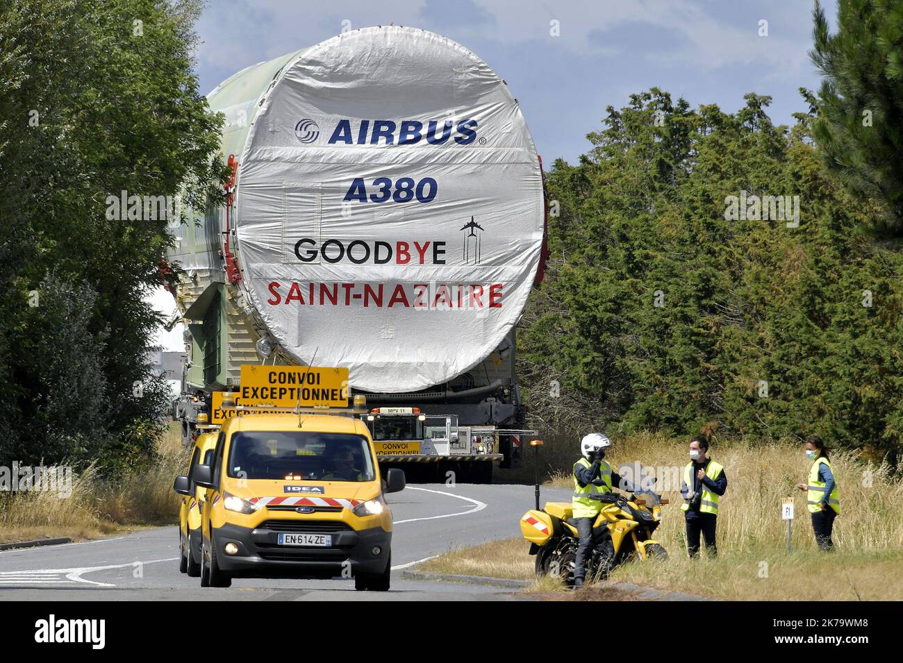 Airbus to stop production of A380 superjumbo jet. The European aerospace giant to stop making world's largest passenger plane after 12 years in service due to weak sales. Airbus A380 Convoy from Saint-Nazaire Airbus factory to Toulouse  Stock Photo