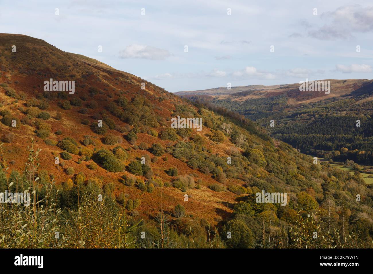 Talybont, South Wales, UK.  17 October '22.  UK weather: A sunny afternoon over the mountains.  Credit: Andrew Bartlett/Alamy Live News. Stock Photo