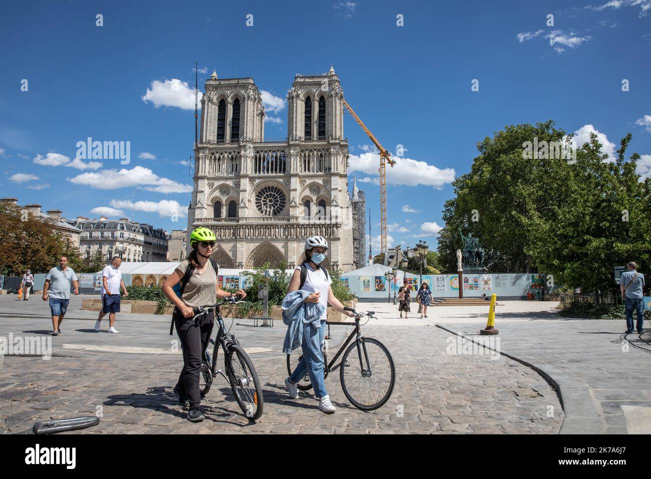 Notre Dame cathedral repair work Stock Photo Alamy