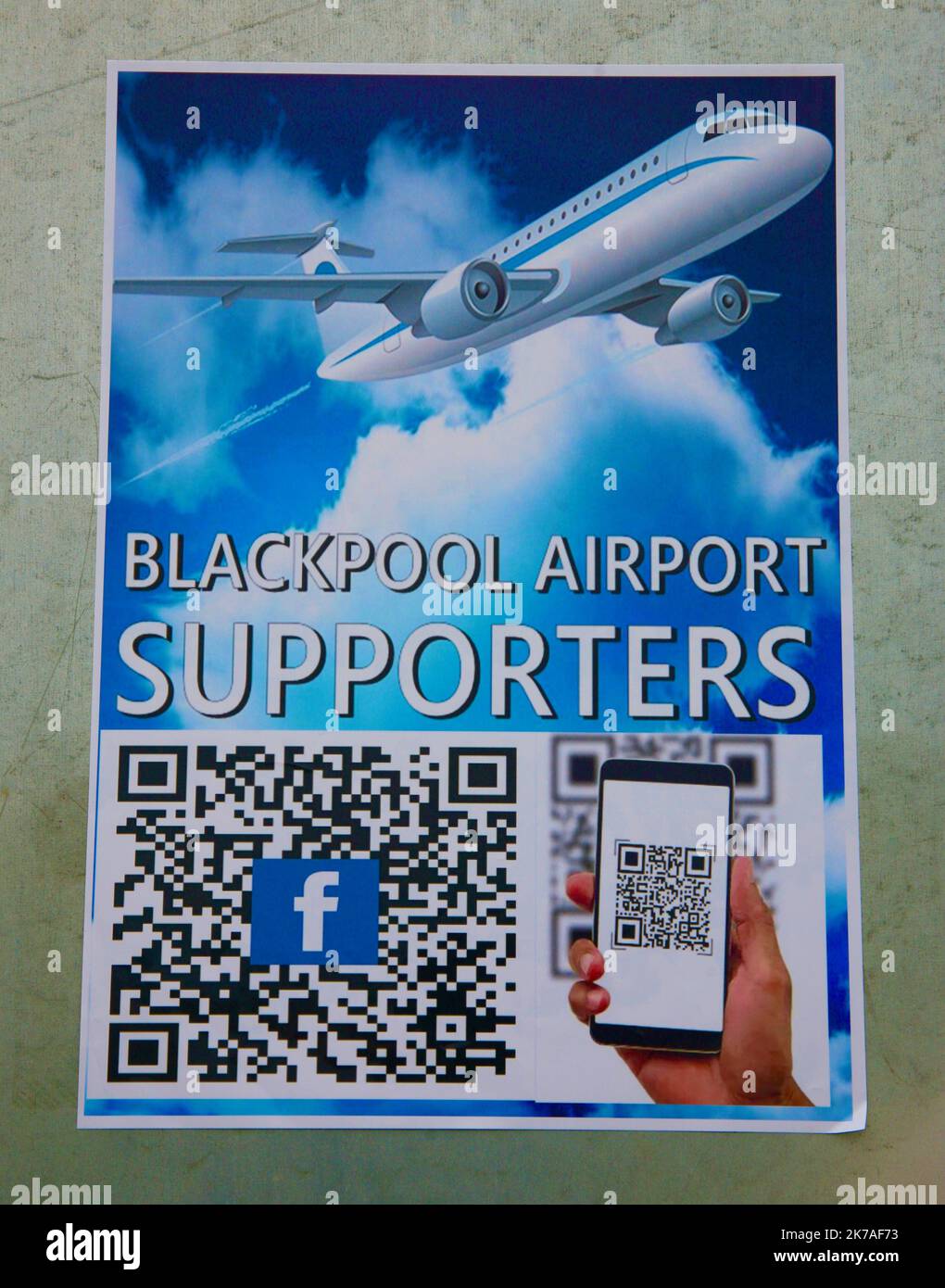 A poster advertising the Blackpool Airport Supporters Organisation Stock Photo