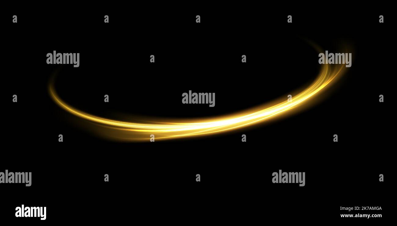Abstract light lines of motion and speed in golden color. Light
