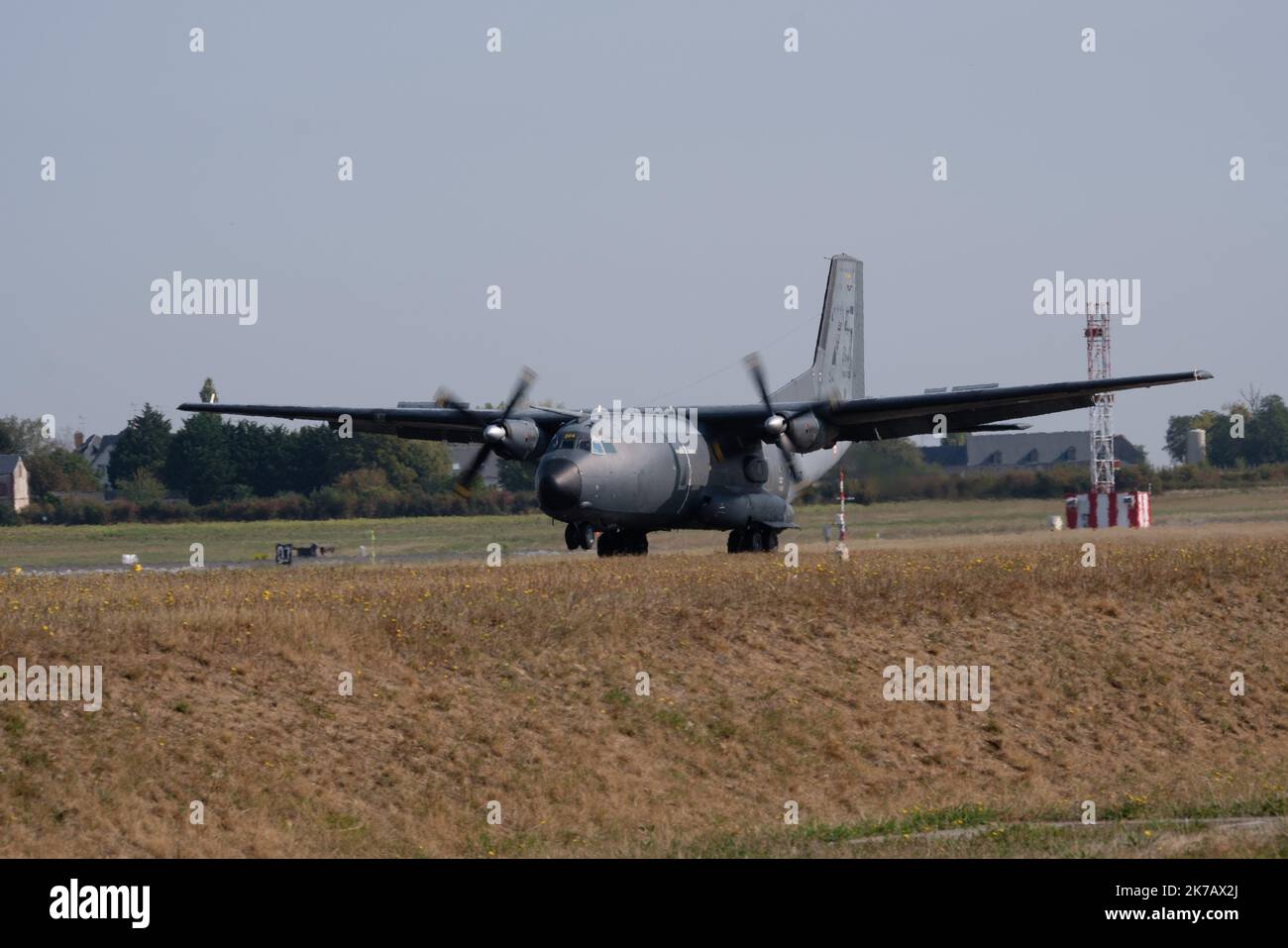 Arnaud BEINAT/Maxppp. 2020/09/11, Orléans, France. Avion cargo Transall spécialement décoré Durant la journée anniversaire des 75 ans de l'escadron de transport de l armée de l'air Poitou qui appartient au commandement des opérations spéciales. - Anniversary of the 75th anniversary of the Poitou Air Force Transport Squadron, which belongs to the Special Operations Command. Stock Photo