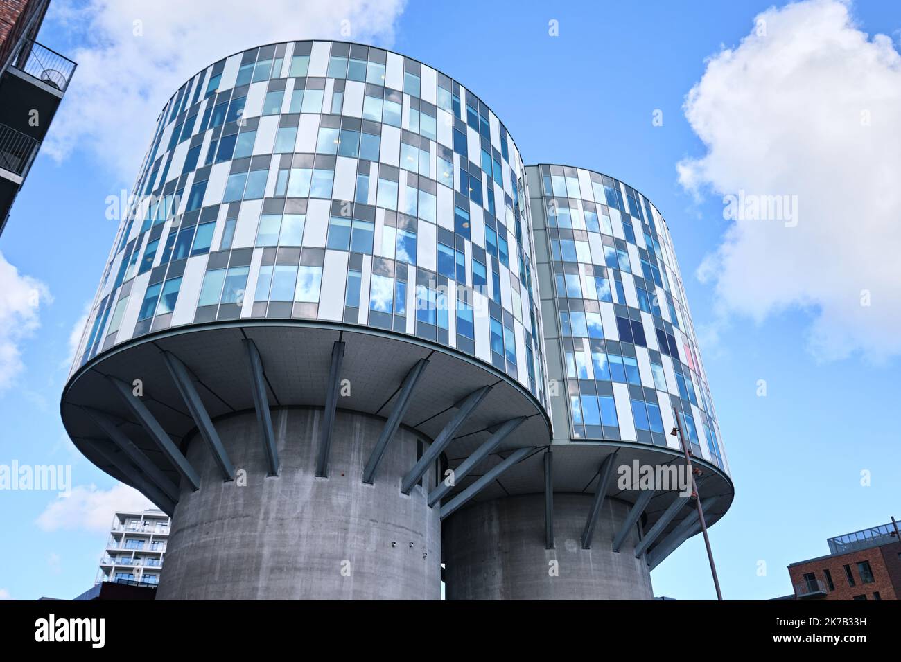 Copenhagen, Denmark Sept 2022 View of the Portland Towers, two silos