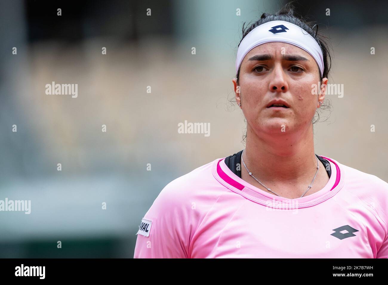 Aurelien Morissard / IP3; Ons JABEUR (TUN) during her match against Danielle COLLINS (USA) in the Philippe Chatrier court on the Round of 16 of the French Open tennis tournament at Roland Garros in Paris, France, 6th October 2020. Stock Photo