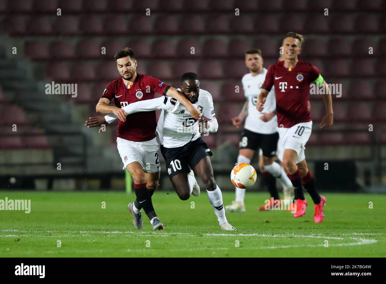 Prague, Czech Republic. 3rd May, 2023. OSCAR DORLEY of Slavia Praha fights  for the ball with Sparta's ADAM KARABEC (L) during Czech Cup of 2022-2023  at May 03, 2023, in Prague as