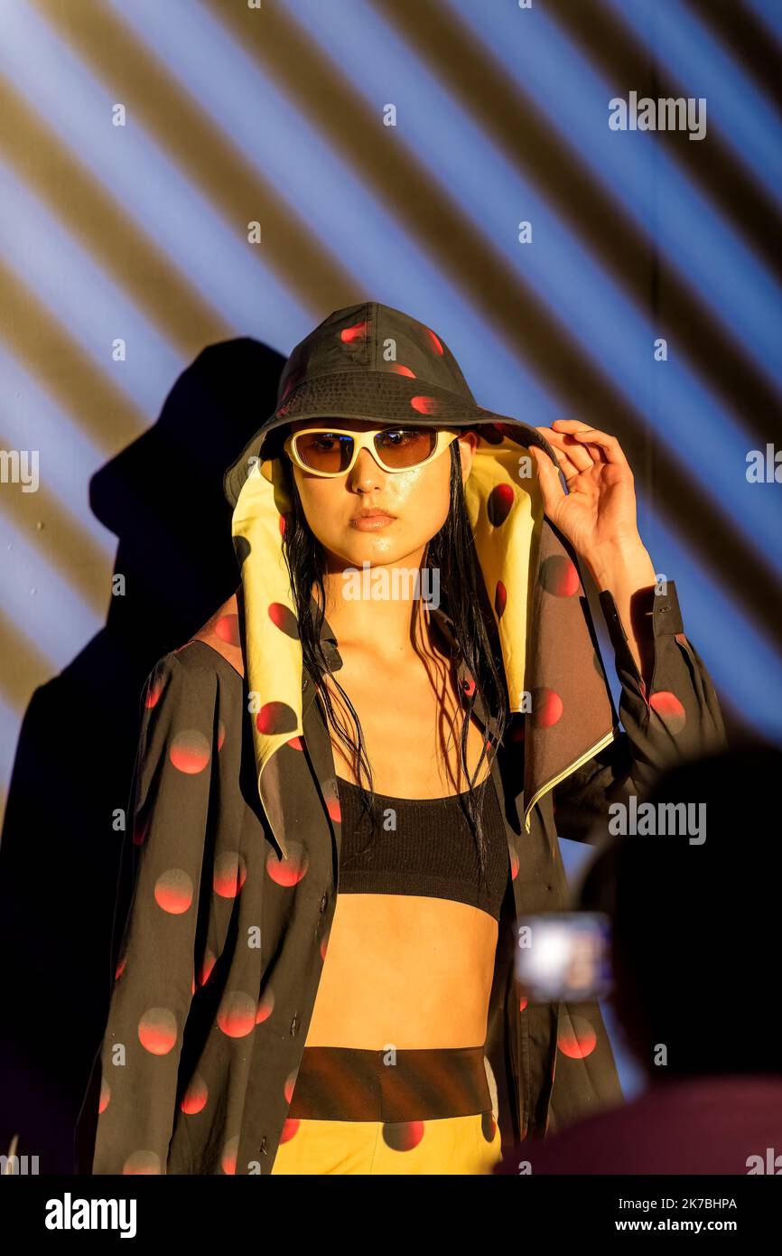 Sean Rentero Melbourne, Australia, 10 October, 2022. A model dressed in a design by ...