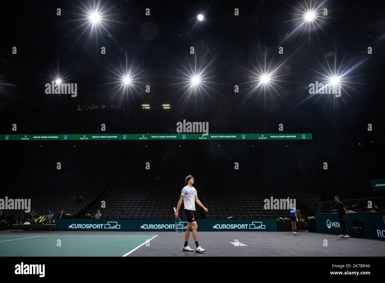 Miomir Kecmanovic of Serbia during the Rolex Paris Masters 2021, ATP  Masters 1000 tennis tournament, on November 2, 2021 at Accor Arena in Paris,  France - Photo Victor Joly / DPPI Stock Photo - Alamy