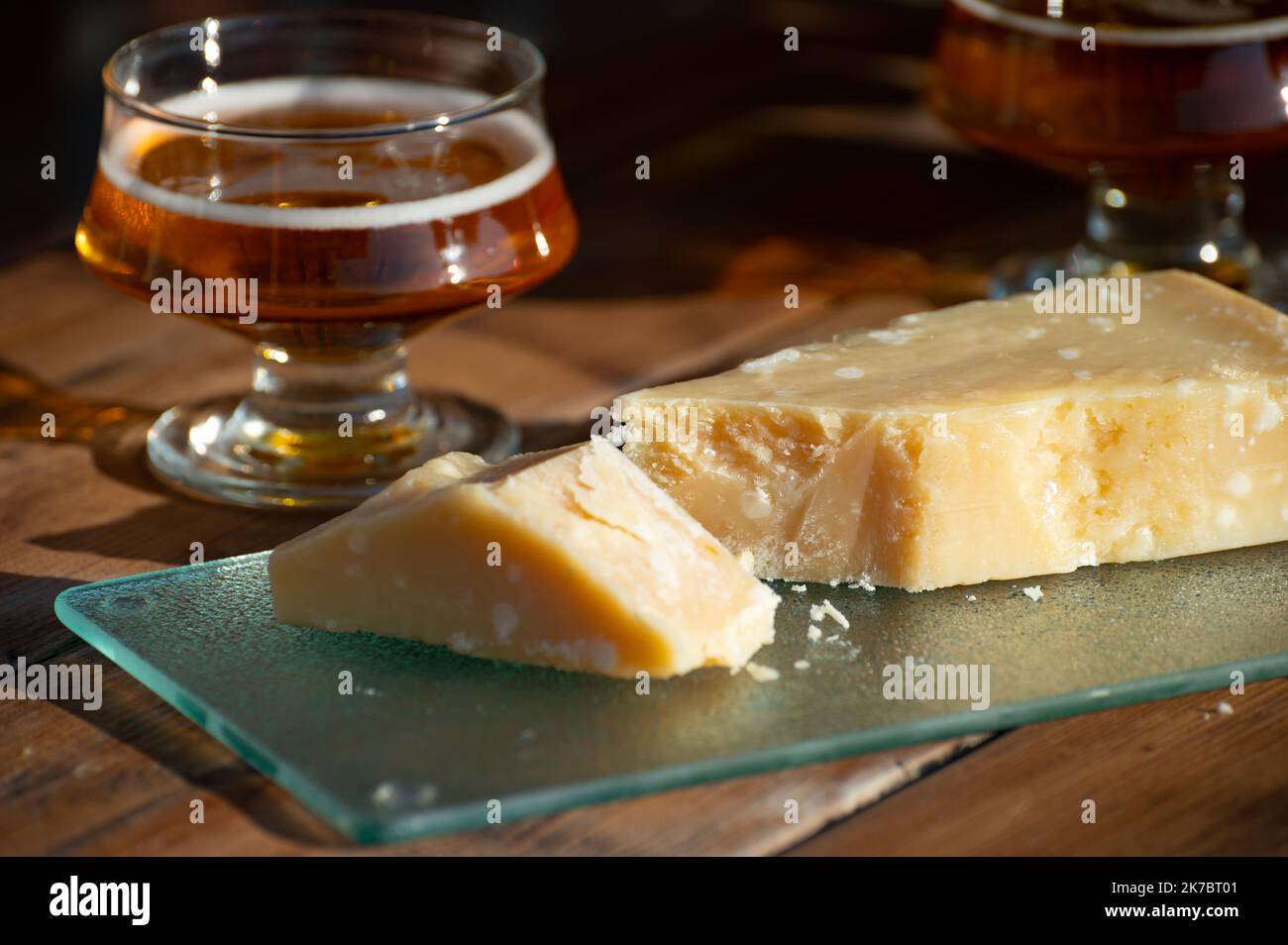 Italian cheese collection, piece of old parmigiano reggiano or parmesan